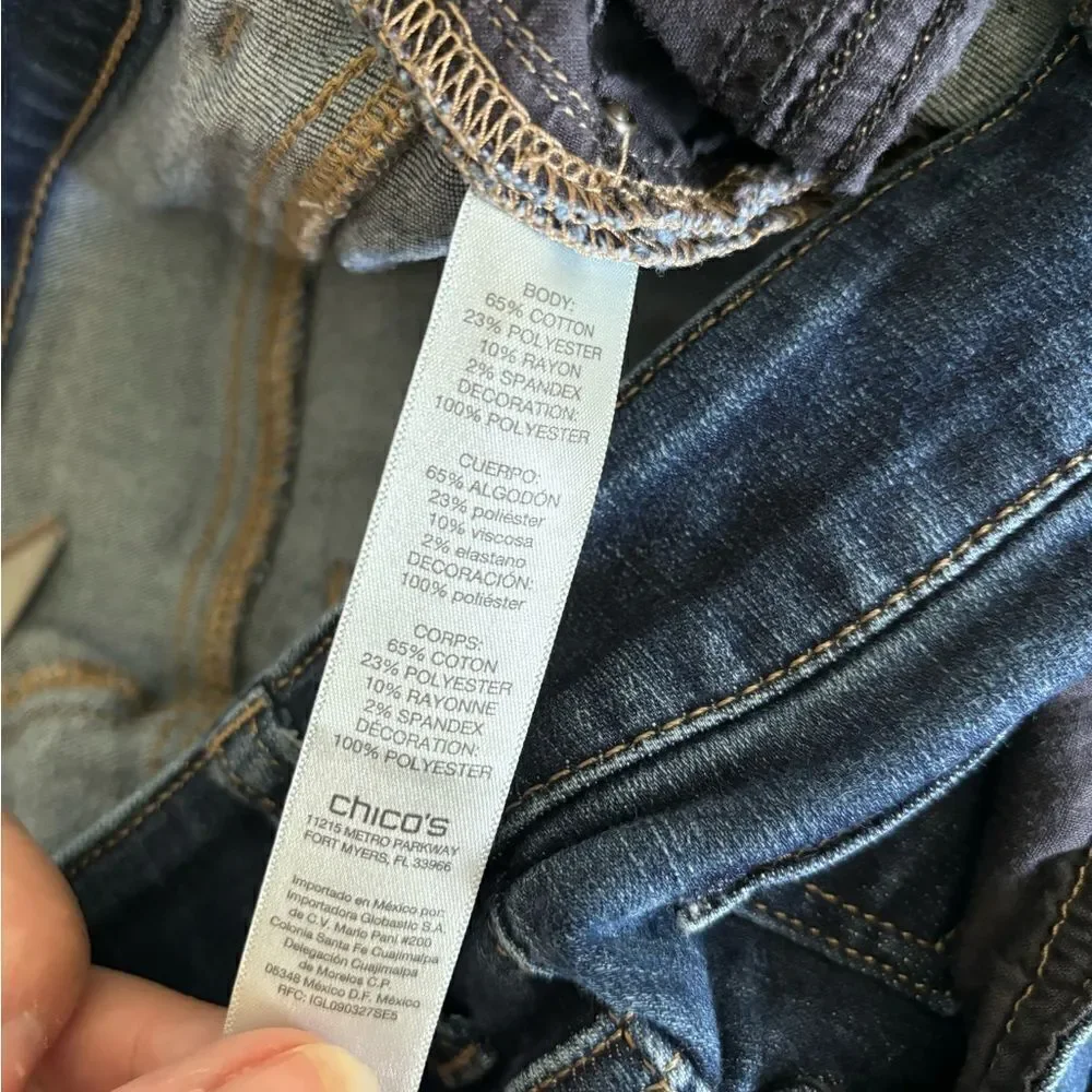 Chico's Perfect Stretch Dark Wash Denim Capri Jeans Size 0.5 23